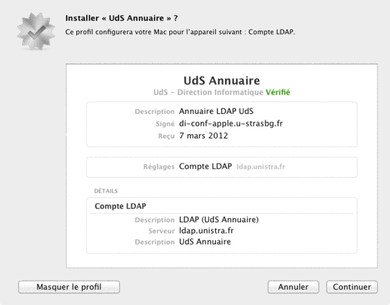 installe le répertoire ouvert du serveur lion